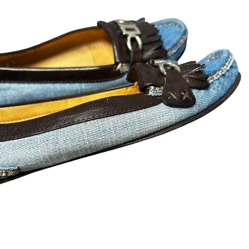 RARE Vintage Dolce & Gabbana Y2K Denim Slip On Moccasins Womens 39 / US 9 - Picture 3 of 12